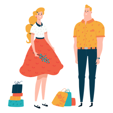 Couple debout ensemble  Illustration