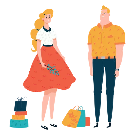 Couple debout ensemble  Illustration