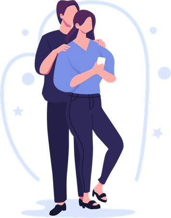 Couple debout ensemble  Illustration