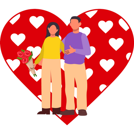 Couple debout ensemble le jour de la Saint-Valentin  Illustration