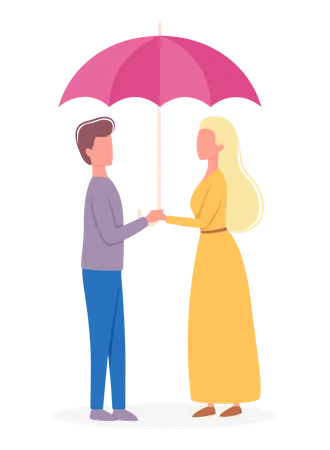 Couple debout sous un parapluie  Illustration