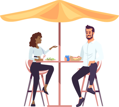 Couple en train de déjeuner à l'ombre  Illustration
