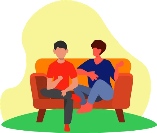 Couple de détente sur le canapé  Illustration