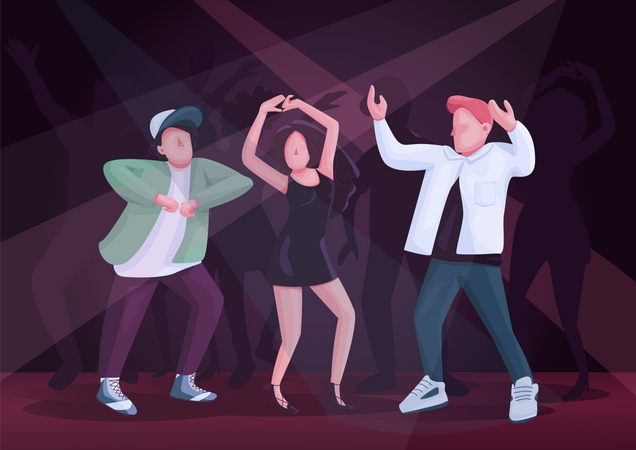 Couple d'hommes et de femmes dansant ensemble  Illustration