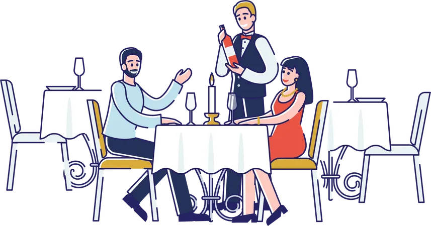 Couple ayant un dîner romantique ensemble  Illustration