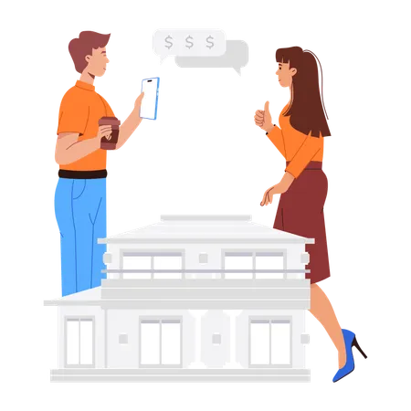 Couple discussing about Purchase Property  Illustration