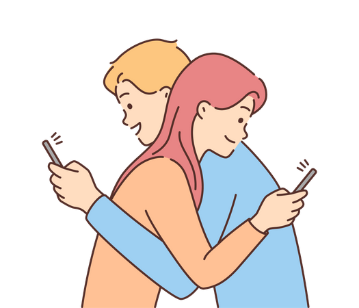 Couple discutant au téléphone  Illustration