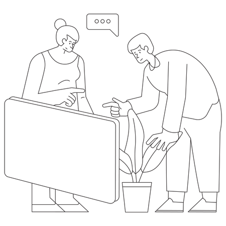 Couple discutant au téléphone  Illustration
