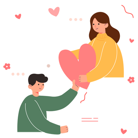 Couple discutant en ligne  Illustration