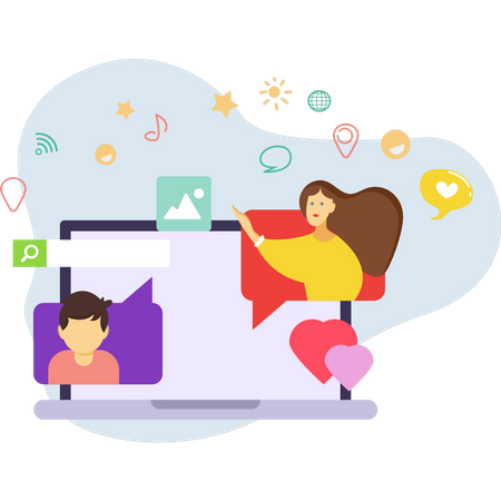 Couple discutant en ligne  Illustration