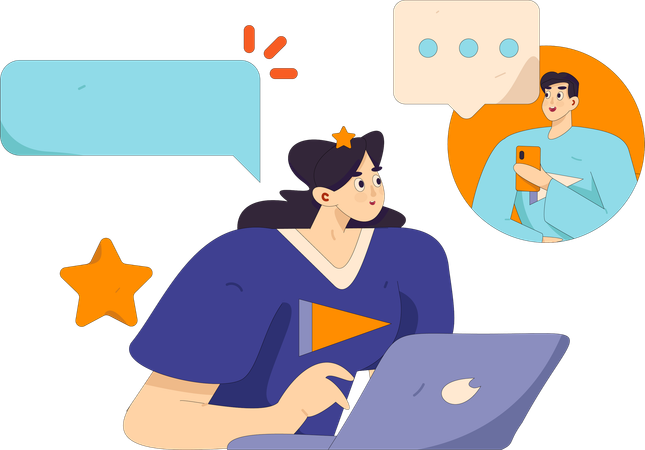 Couple discutant romantiquement en ligne  Illustration