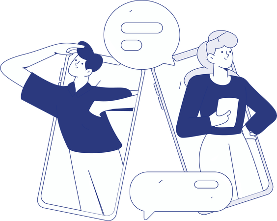Couple discutant sur les réseaux sociaux  Illustration