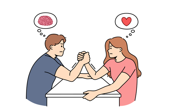 Couple doing arm wrestling  Illustration