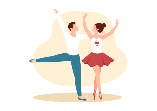 Couple doing Ballet  Illustration