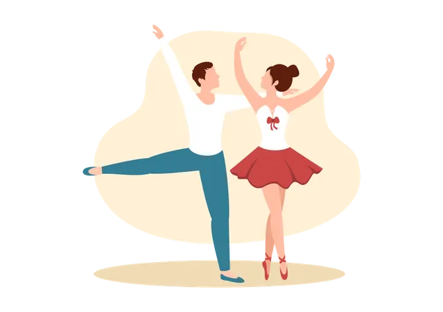 Couple doing Ballet  Illustration