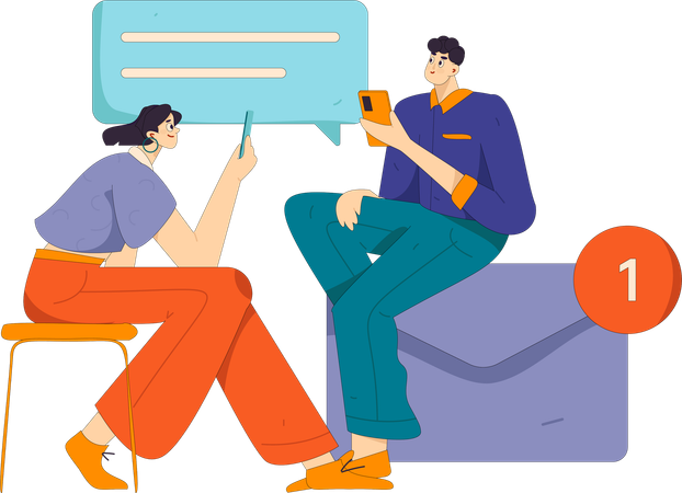 Couple doing business chat  Illustration