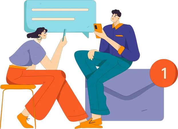 Couple doing business chat  Illustration