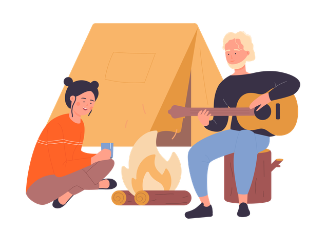 Couple doing camping  Illustration