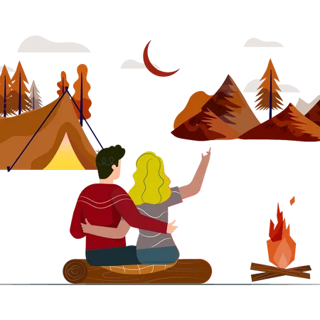 Couple doing camping Illustration