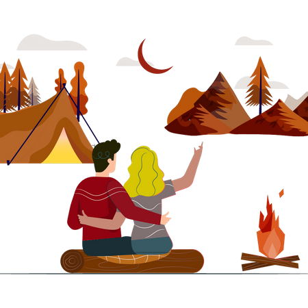 Couple doing camping  Illustration