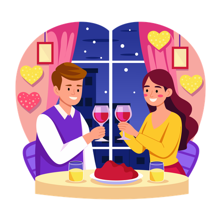 Couple doing champagne toast  Illustration