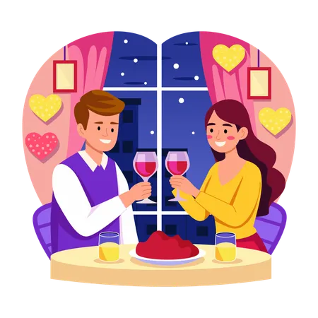 Couple doing champagne toast  Illustration