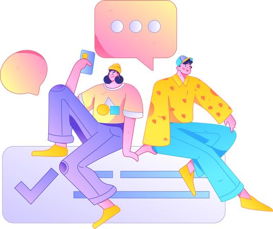 Couple doing chatting on mobile  Illustration