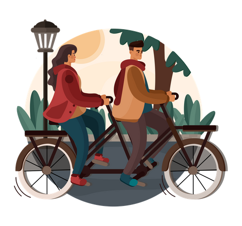 Couple doing cycling in park  Illustration