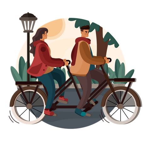 Couple doing cycling in park  Illustration