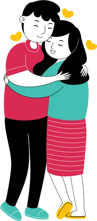 Couple doing deep hug  Illustration