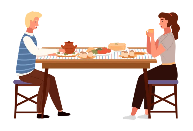 Couple doing dinner  Illustration