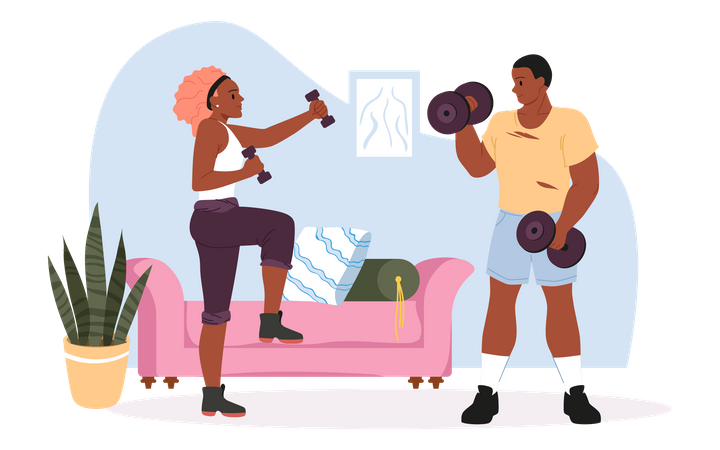 Couple doing exercise  Illustration