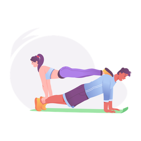 Couple Doing Exercise  Illustration