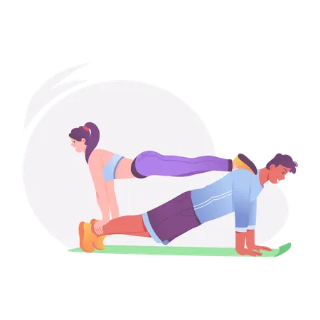 Couple Doing Exercise  Illustration