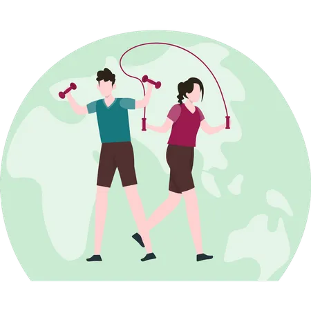 Couple doing exercising together  Illustration