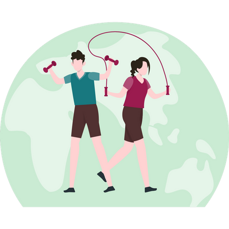 Couple doing exercising together  Illustration