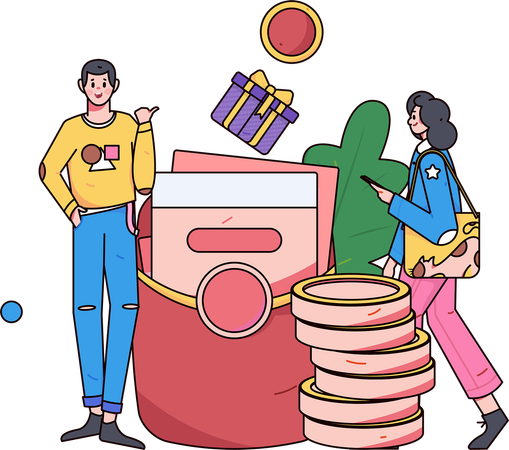 Couple doing financial management for Diwali shopping  Illustration