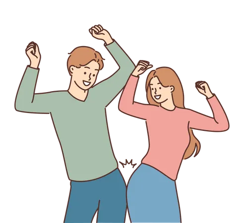 Couple doing funny dance  Illustration