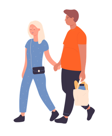 Couple doing grocery shopping  Illustration