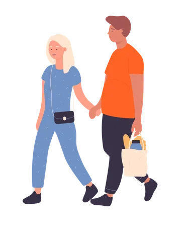 Couple doing grocery shopping  Illustration