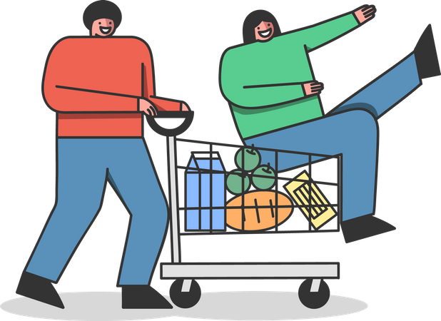 Couple doing grocery shopping  Illustration