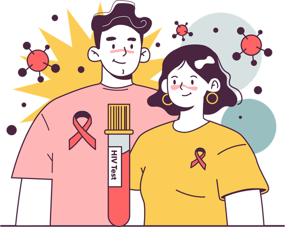 Couple doing hiv test  Illustration