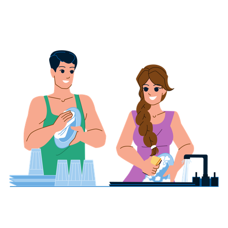 Couple doing homework  Illustration