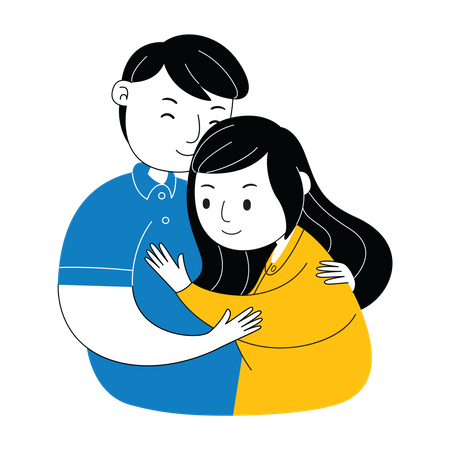 Couple doing hug Illustration