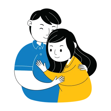 Couple doing hug  Illustration