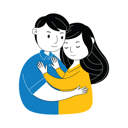 Couple doing hug  Illustration