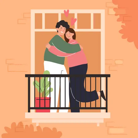 Couple doing hug  Illustration