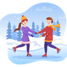 couple doing ice skating illustration free download