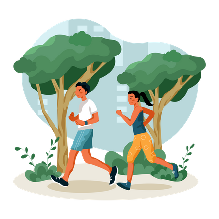 Couple doing jogging Illustration