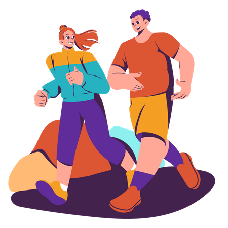 Couple doing jogging together Illustration